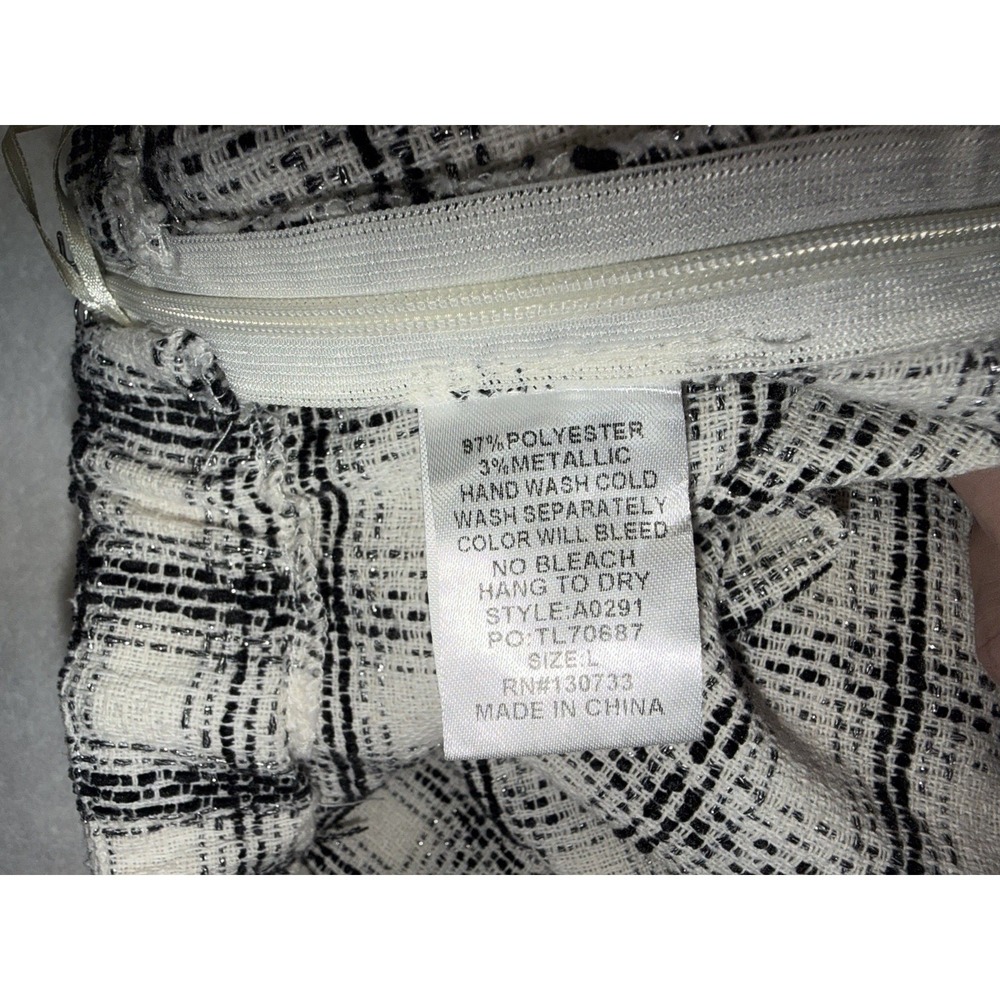 Umgee Women‎ Black White Plaid Tweed Metallic Pleated Frayed Hem Skort L A0291 - Picture 5 of 7